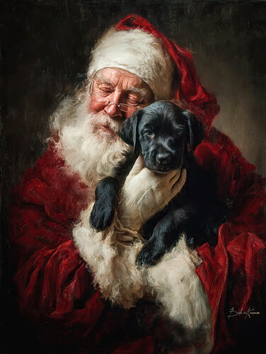 santa and pup